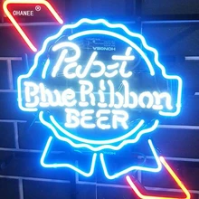 Custom for Pabst Blue Ribbon Beer Neon Sign Light Real Glass Neon Tube HandMade Shop Logo Pub Store Advertise