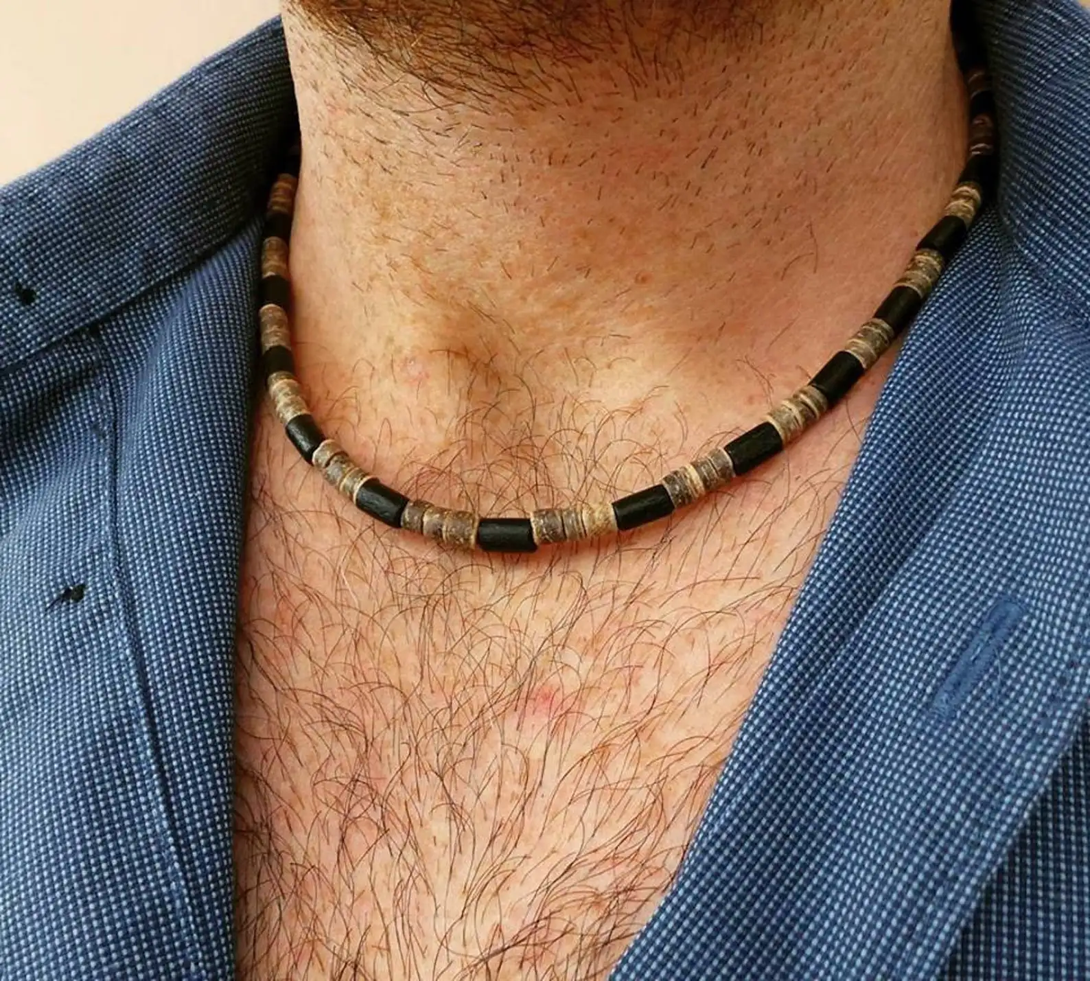 Surfer Men's Chunky African Choker Necklace