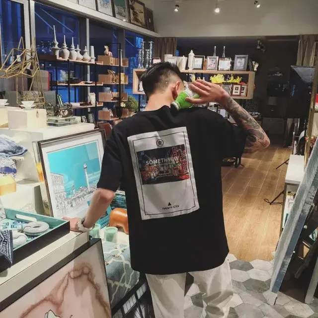 

Japanese And Korean Style BF Harajuku Wind T-shirt Short Sleeve BOY'S South Korea Trend Loose Hip Hop Street Half-sleeve Shirt S