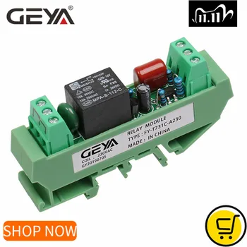 

GEYA Din Rail Mounted 1 Channel Relay Module 24V 12V 230VAC GSM Relay Control Timer Module NPN PNP