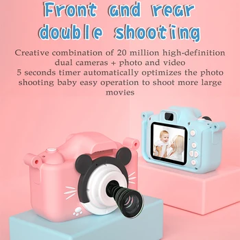 

Cartoon Anti-fall Mini Children Camera Front And Rear Double Digital Small SLR Camera Cartoon Cute Camera Toys