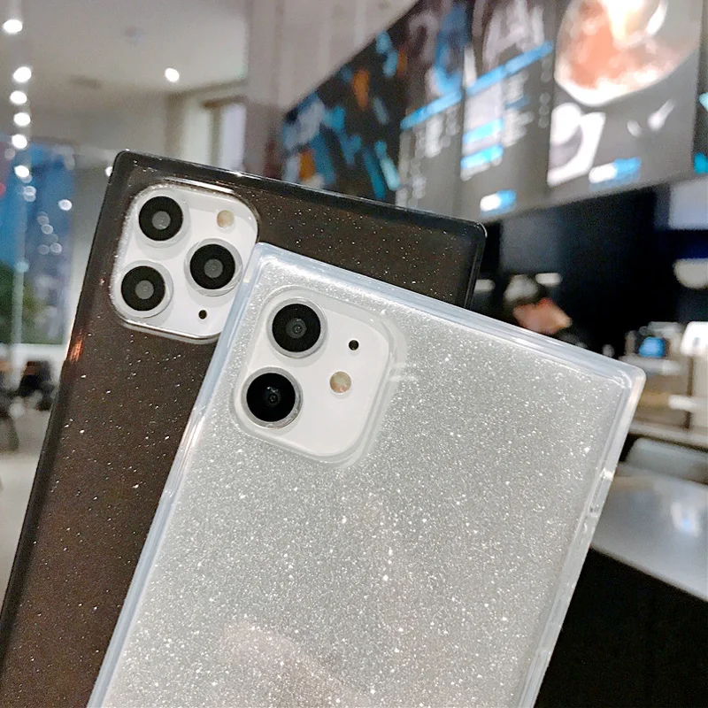 Чехол для телефона с блестками iPhone X XR XS 11 Pro Max квадратный чехол 6 6S 7 8 Plus модные