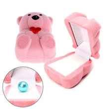 Mini Red Cute Velvet Bear Jewllery Gift Boxes for Rings and Small Earrings Pendant NecklaceFashion Jewellery Carrying Box Cases