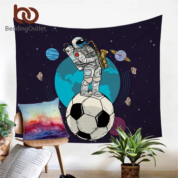 

BeddingOutlet Astronaut Wall Carpet Space Planet Decorative Wall Hanging for Kids Bedroom Football Custom Tapestry Earth Sheets