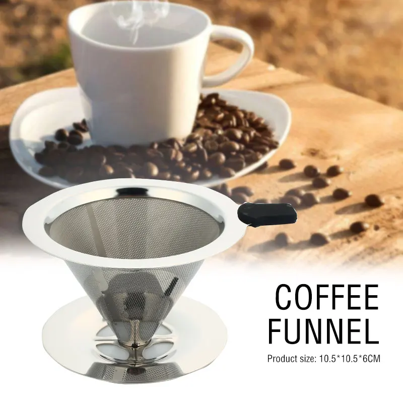 Funnel Coffee Filter Mesh Coffee Filter Portable Reusable Stainless Steel Cone Coffeemaker Tea Dripper Baskets Restaurant