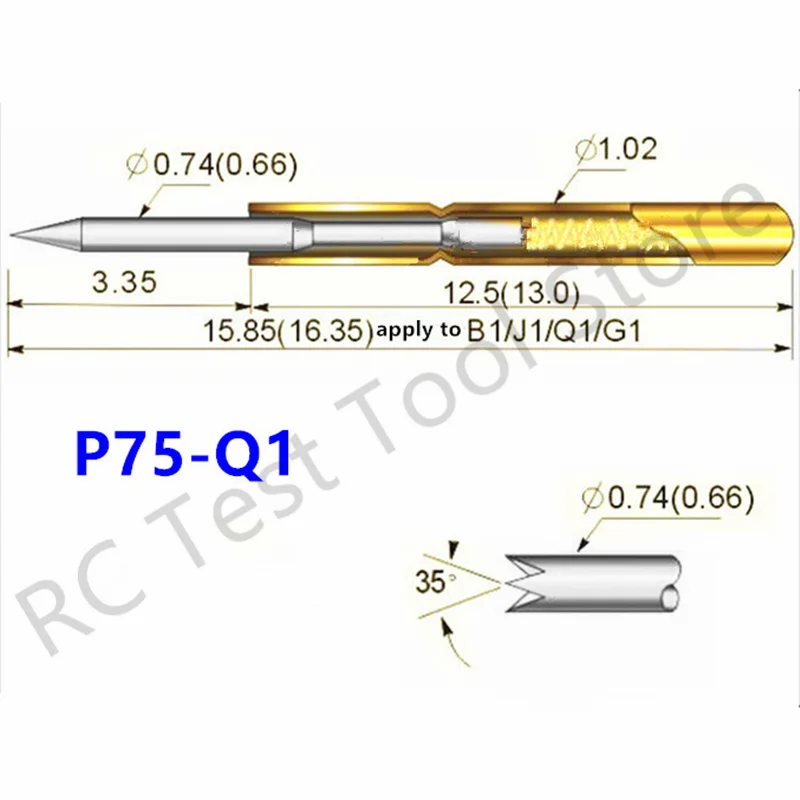 100 Pcs P75 Q1 Brass Spring Test Probe Nickel Plated Needle Head Test ...