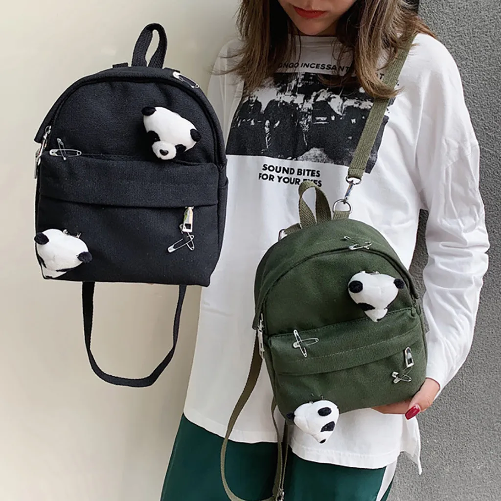 MAIOUMY Рюкзаки Женские однотонные милые Мультяшные панды маленький рюкзак женский холст многофункциональная сумка на плечо женские сумки