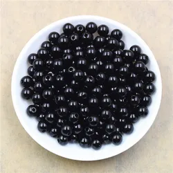 Elegant Round Pearl Beads for DIY Jewelry Crafting - Assorted Sizes (Black)