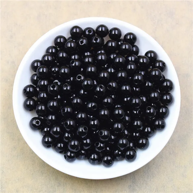 50-400Pcs/bag With Hole ABS Imitation Pearl Bead 4/6/8/10/12MM Round Plastic Acrylic Spacer Bead for DIY Jewelry Making Findings Black