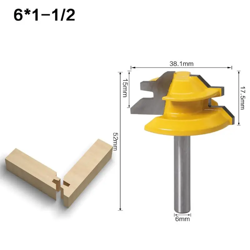 45 градусов торцовочный замок Tenon фрезерная деревообработка фрезы 6 мм хвостовик резак инструмент