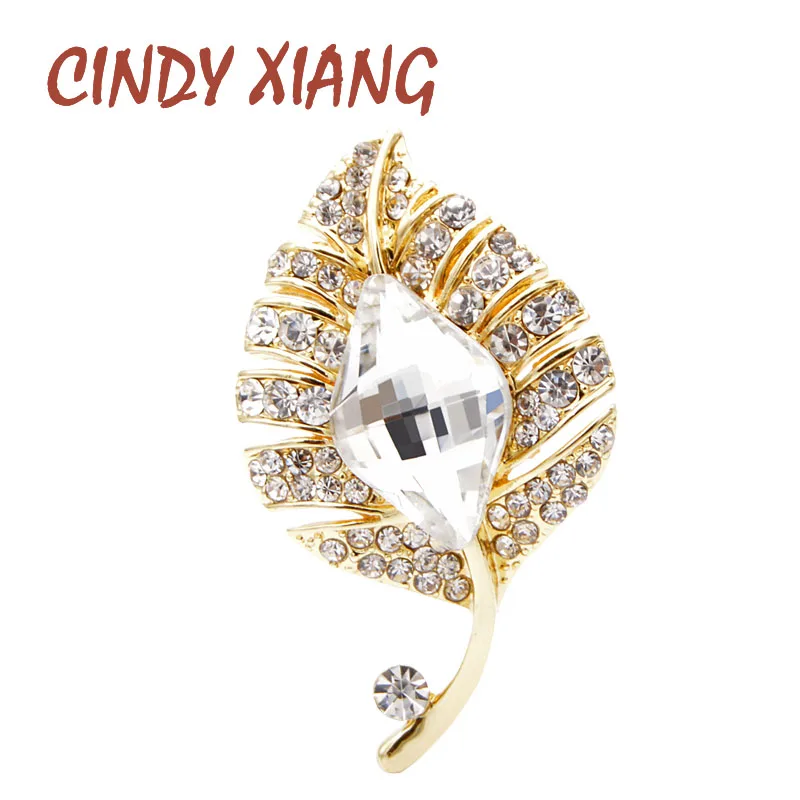 

CINDY XIANG Rhinestone Leaf Brooches For Women Crystal Pin Winter Design New Fashion Party Accessories Wedding Brooch Sparking