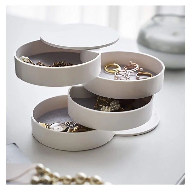 

Creative Design Large Capacity Rotary Jewelry Storage Box Ring Ear Rings Necklace Bracelace Storage 4 Layers