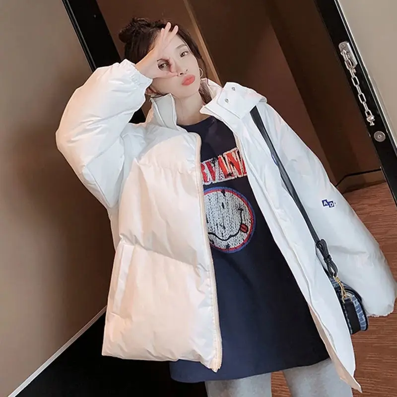 Winter down cotton padded jacket female 2021 new student cotton padded jacket Korean version loose and versatile thickened hoode