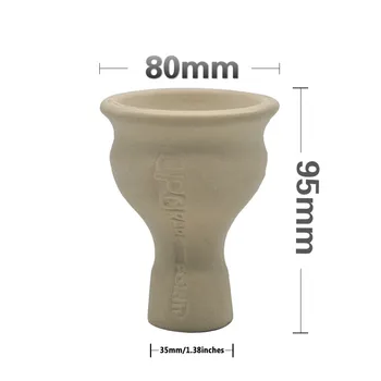 

2 pcs Arabic style ceramic bowl white clay deep smoke pot special for hookah Shisha accessories 7 holes