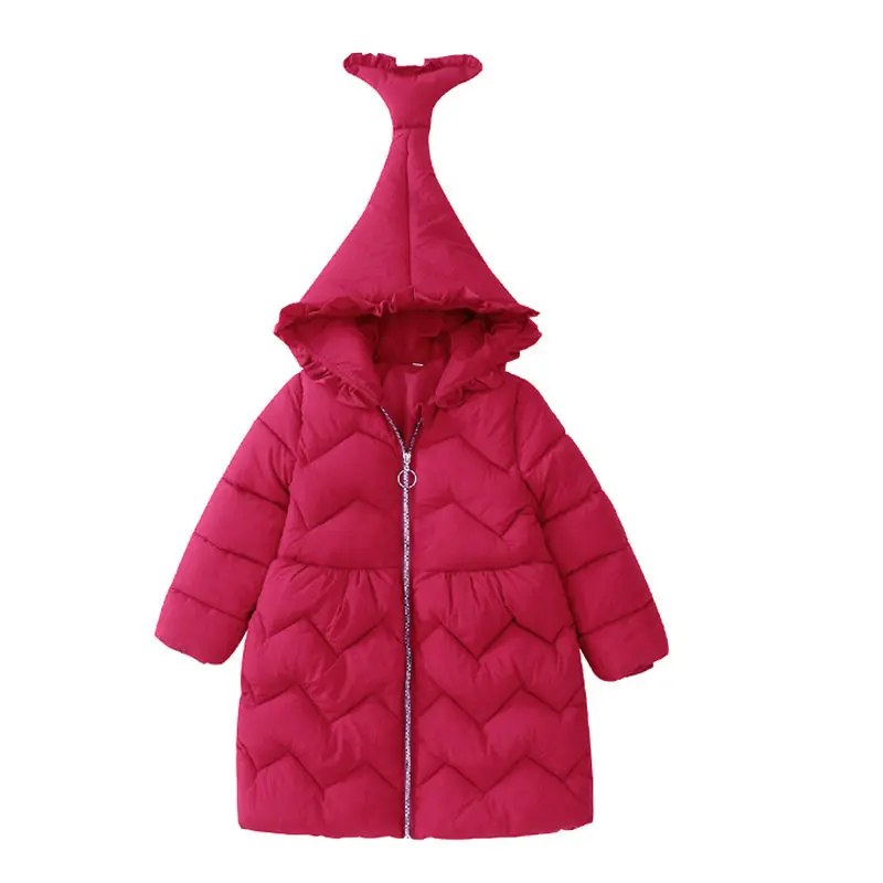 

New Arrival Girls Winter Outerwear Coats Lace Hooded Down Parkas Warm Down Jacket 2019 Thicken Cotton-Padded Long Clothes Coat