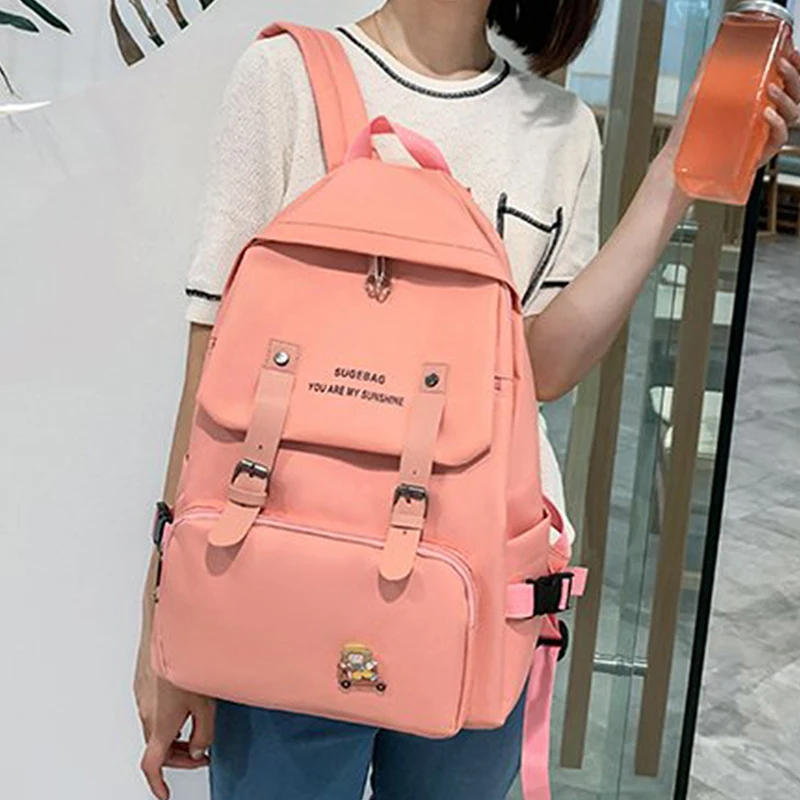 School Bags Women Backpack Candy Color Cute Student Schoolbag Shoulder