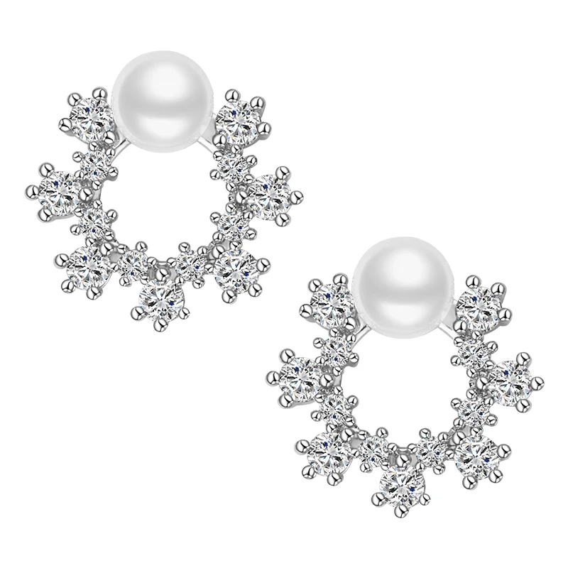 Baiduqiandu сверкающий фианит Фианит, циркон, Кристалл Гирлянда, серьги со шпилькой, для Для женщин Подарки для девочек