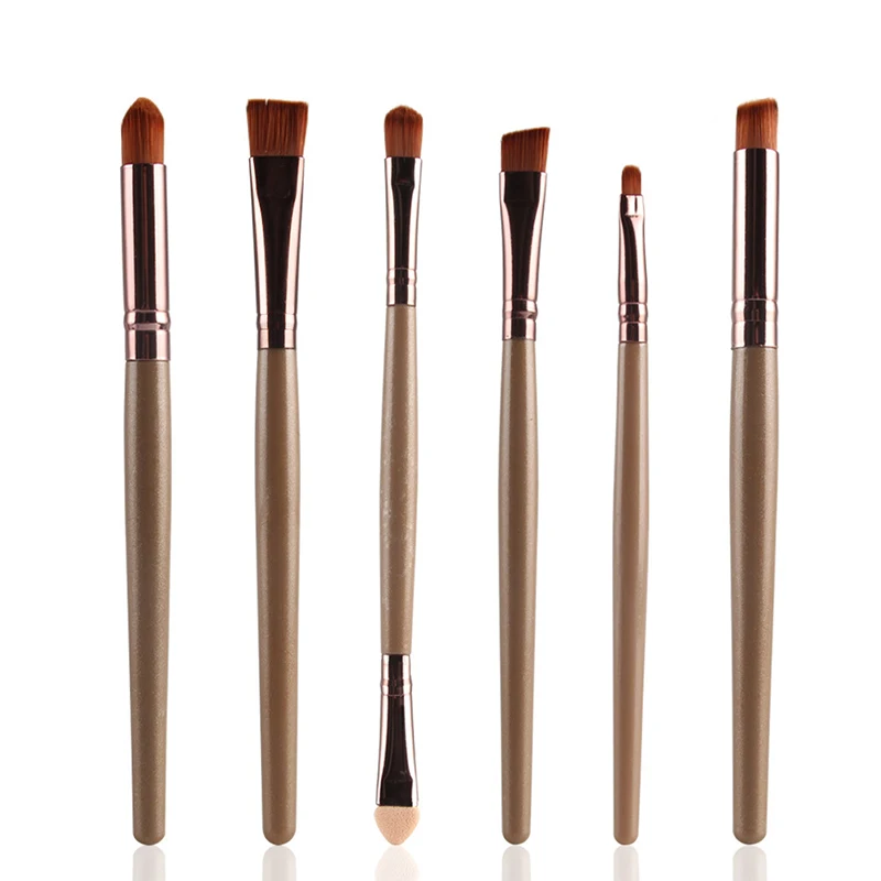 gold rod brown 6 шт. набор кистей для теней для макияжа мягкие косметические тени карандаш для глаз карандаш для бровей косметический Профессиональный набор кистей для макияжа инструменты женские - Handle Color: gold rod brown