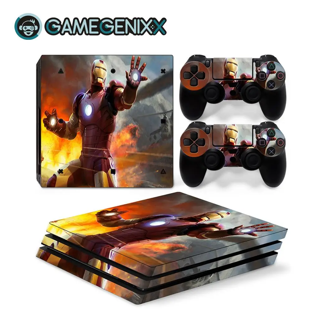 GAMEGENIXX Кожа Наклейка Защитная Наклейка Обложка для PS4 Pro консоли и 2 контроллеров-Железный человек - Цвет: Iron Man