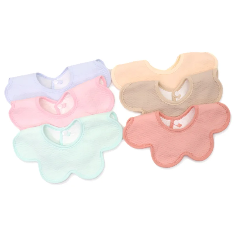 Baby Bib Baby Cotton Sun Flower Solid Color Round Bib Waterproof 360 Degree Rotating Saliva Towel / Bib