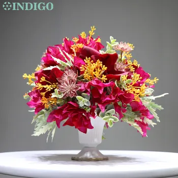 

INDIGO - 1 Set Purple Bougainvillea Cymbidium Artificial Flower Arrangement Bonsai Bouquet Table Centerpiece Gift
