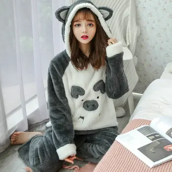 

2020 Winter Women's Pajamas Sets Fashion Pyjamas Femme Two Pieces Pijama Suit Nighties Sleepwear Girl Home Clothes