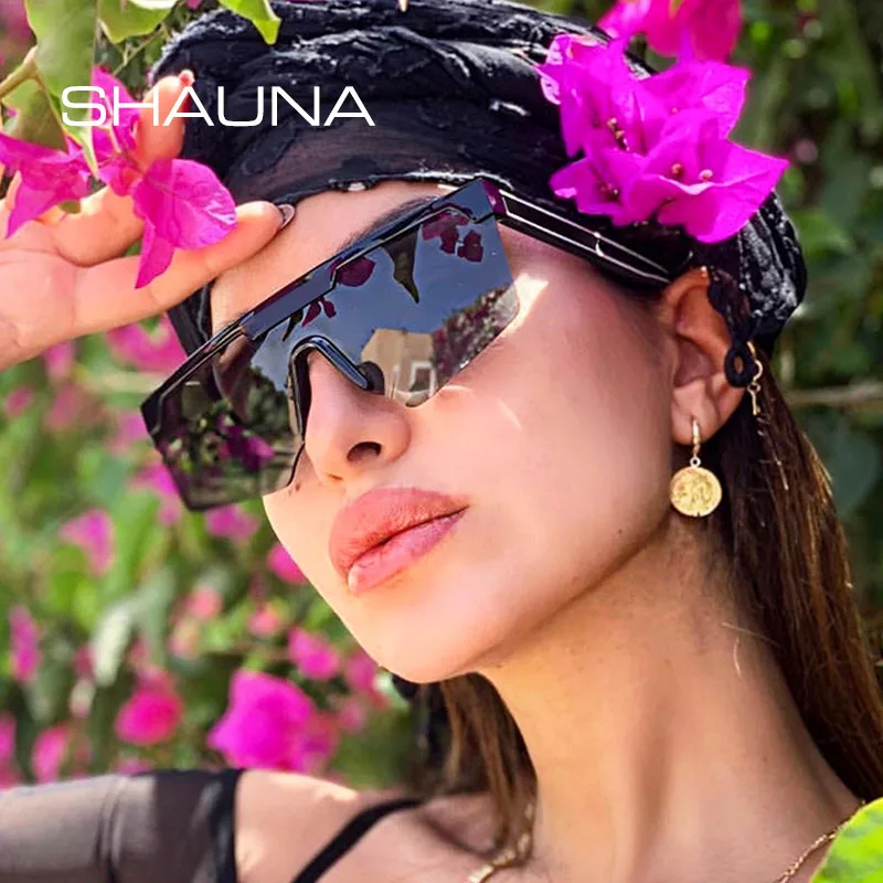 Мужские и женские большие квадратные солнцезащитные очки SHAUNA цельные в