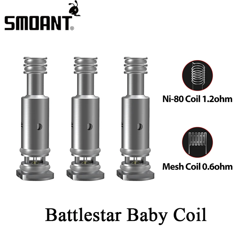 3 шт. оригинальный Smoant Battlestar ребенка катушки сетки 0.6ohm/Ni 80 1.2ohm для пижамы