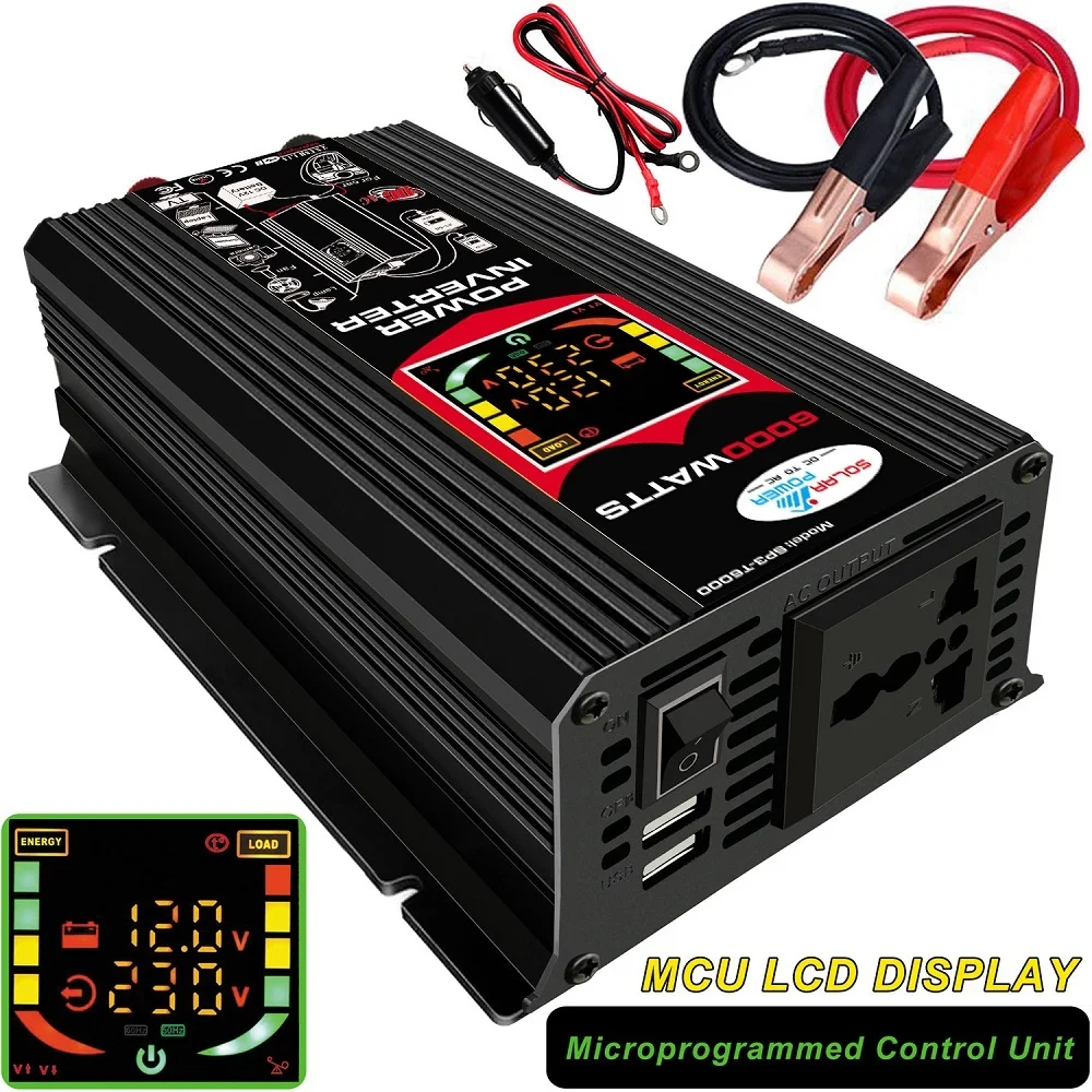 Hot 6000 Watt Digitale Car Inverter Dc 12V A Ac 220/110V Usb Onda Sinusoidale Modificata Convertitore Car Power Inverter Charger Adapter