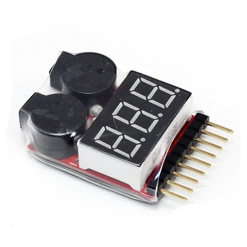 

Digital Voltage monitor 1-8S Lipo/Li-ion/Fe Battery Voltage 2IN1 Tester Low Voltage Buzzer Alarm 3.7-30V 40x25x11mm