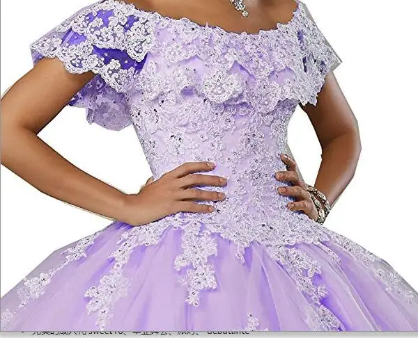 ANGELSBRIDEP Новое поступление прозрачные аппликации бальные платья Vestidos De 15 Anos сексуальные блестящие хрустальные тюлевые дебютантные вечерние платья - Цвет: lilac