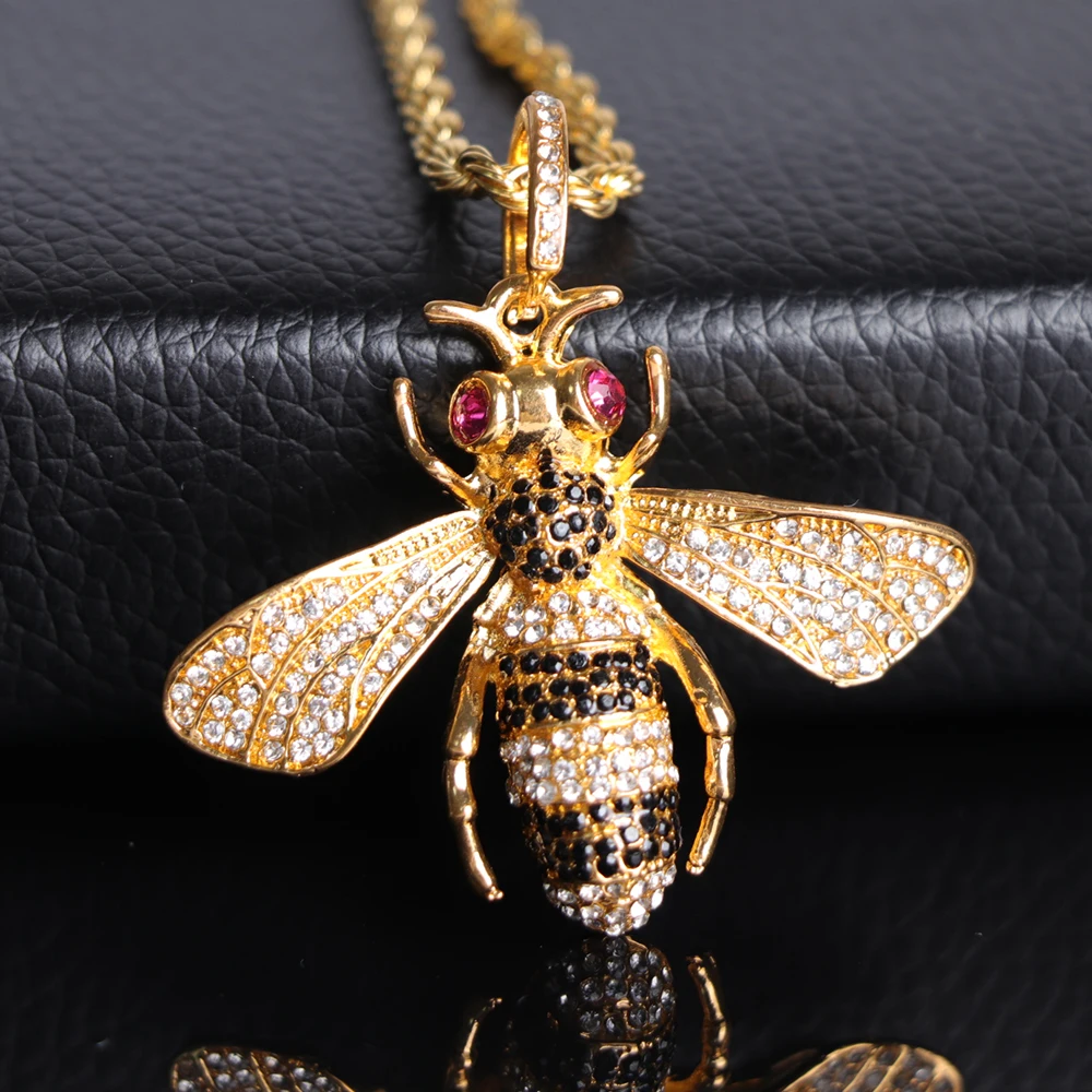 Classic Cute Bee Pendant Necklace Fashion Men Hip Hop Style Gold Silver Color Chain HoneyBee For Women Friend Best Gift | Украшения и