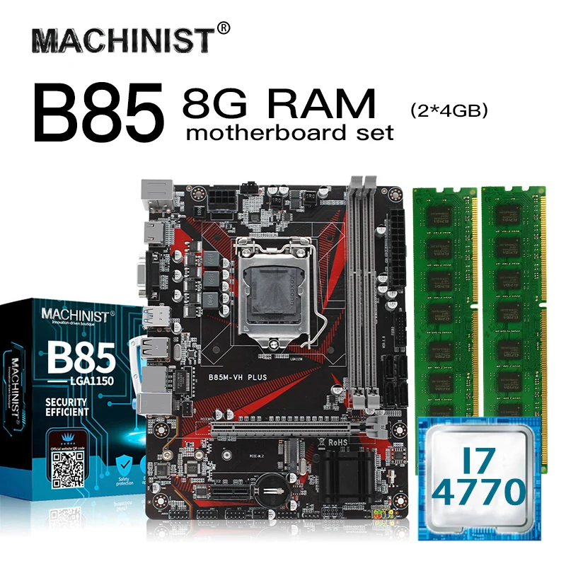 B85 LGA1150 desktop motherboard set kit with Intel I7 4770 processor 8G