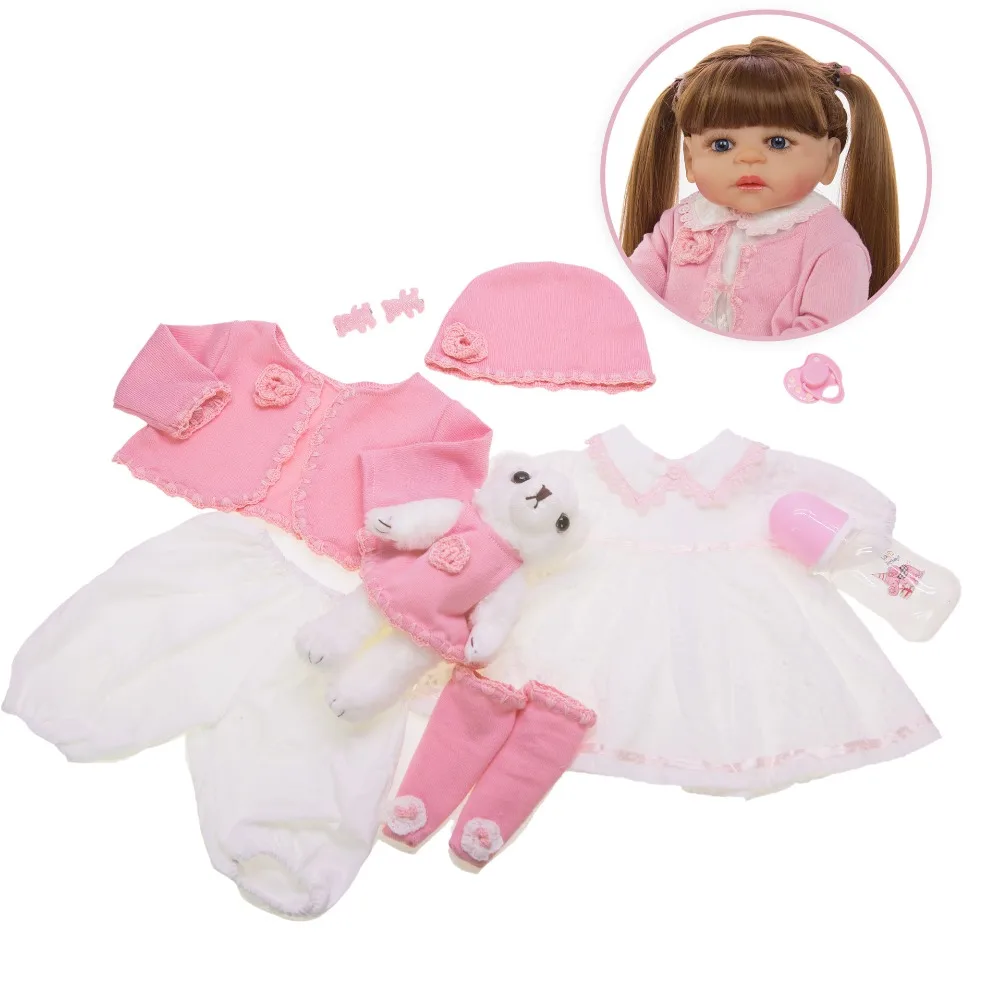 Bebes Reborn doll 57 см полная силиконовая кукла для тела девочка Reborn Baby doll Ванна игрушка длинные волосы как настоящий ребенок reborn bonecas подарок