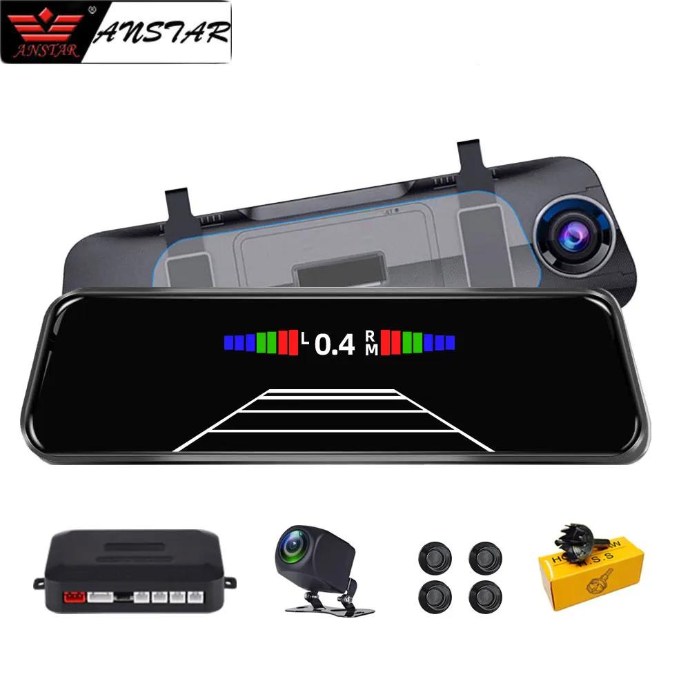 

10'' Rearview Mirror DVR 3 in 1 Car Camera Reverse Radar Parking Sensor Blind Spot Detection System Parktronic Auto DVRs
