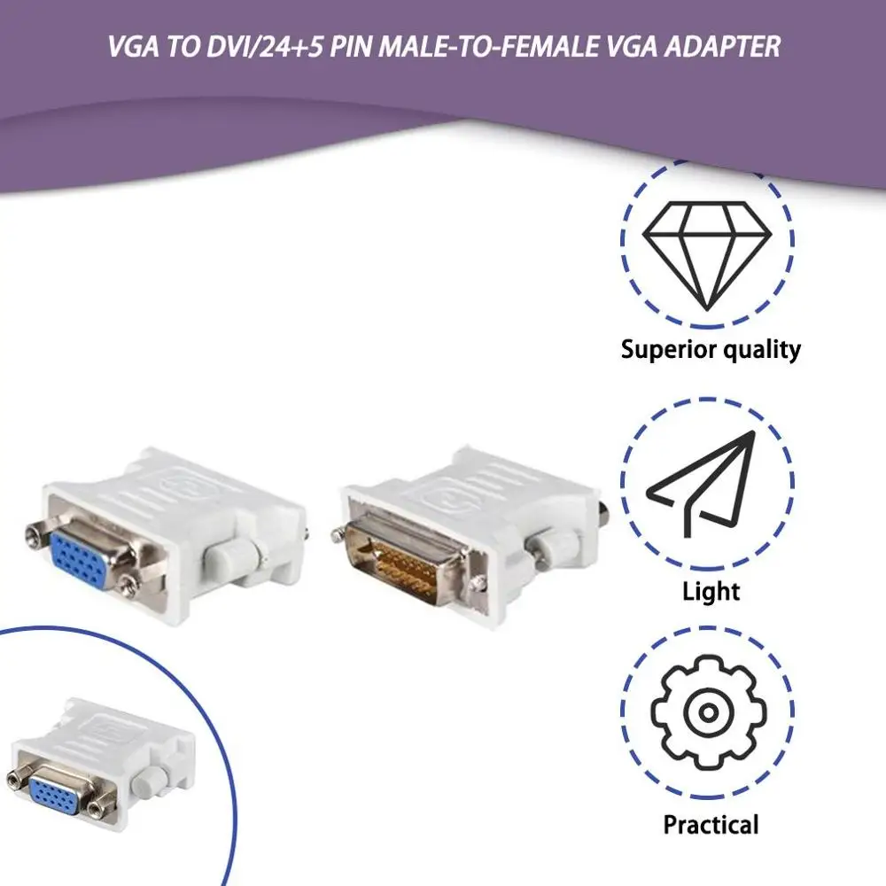 DVI D Мужской к VGA гнездо адаптер конвертер DVI/24 + 5 Pin Женский конвертер|Кабели VGA| |