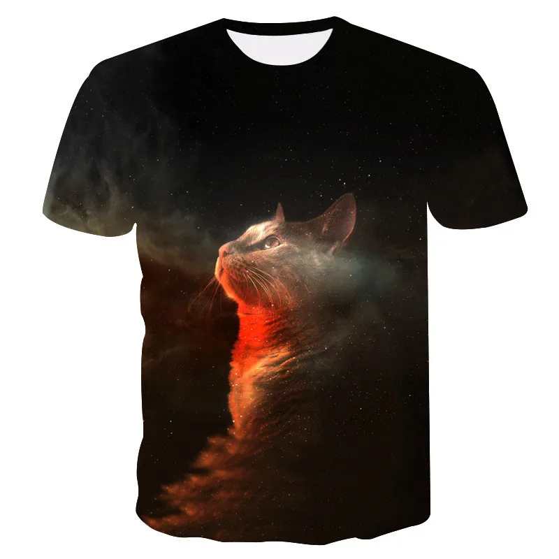 Funny Cat T Shirt for Men 3D Print Summer Casual Tshirt O Neck Short Sleeve T-Shirts Tops 3d Clothing | Мужская одежда