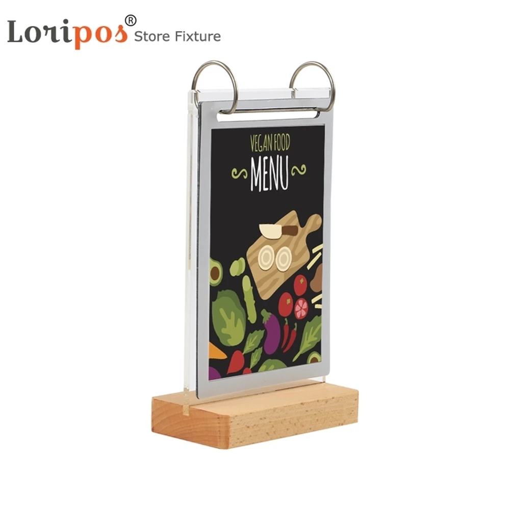 5 Pages Photo Album Wooden Base Desk Label Sign Frame A6 Sleeve Photo Picture Poster Menu Stand Holder For Advertising Promotion 74x105mm student staff plastic sleeve price id card holder case vertical neck business name card tag sign label frame badges