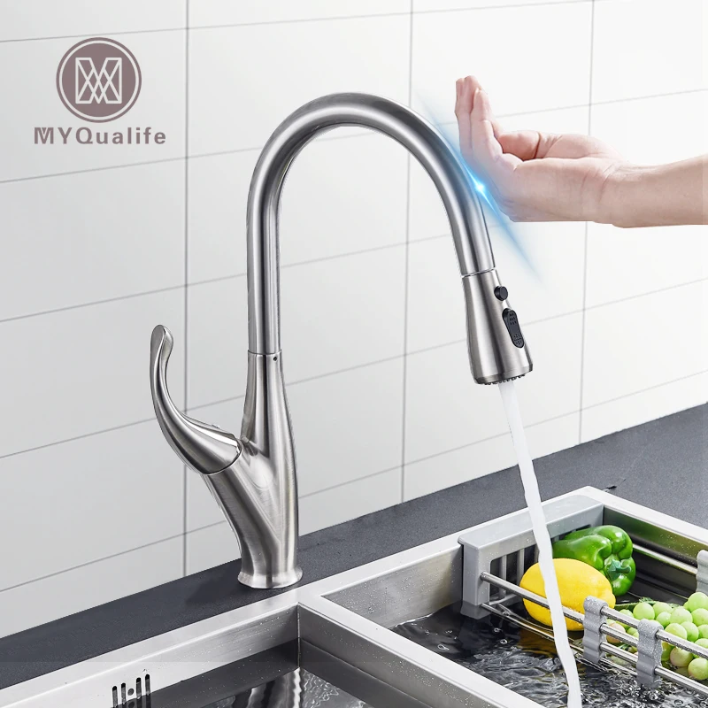 

Three Colors Pull Out Sensor Kitchen Faucet Black Sensitive Touch Control Faucet Mixer For Kitchen Touch Kitchen Mixer Tap