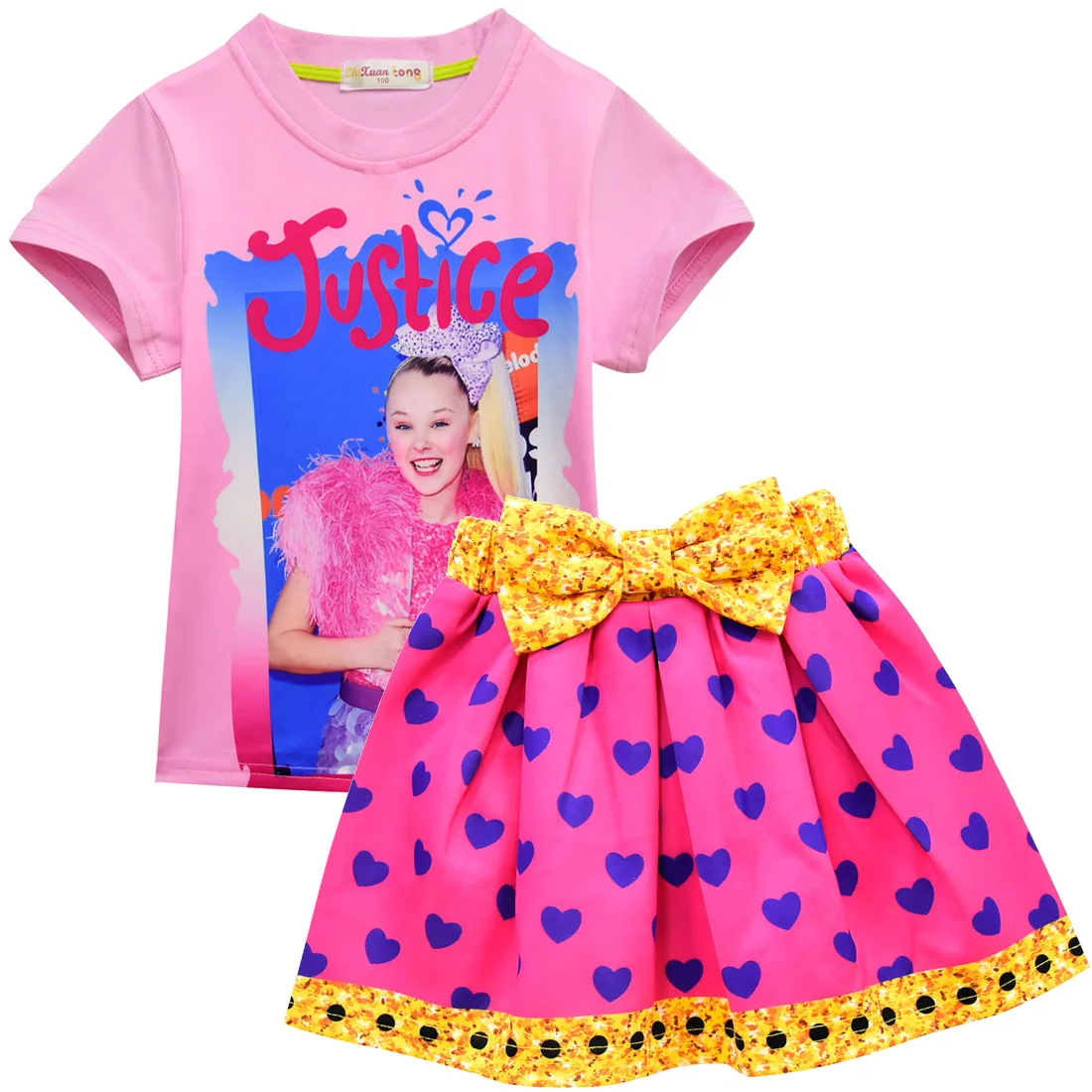 Одежда для маленьких девочек детская осенне-летняя футболка короткая юбка для фитнеса костюм комплекты для девочек из 2 предметов спортивный костюм комплект детской одежды - Цвет: FZ3365-FZ80064