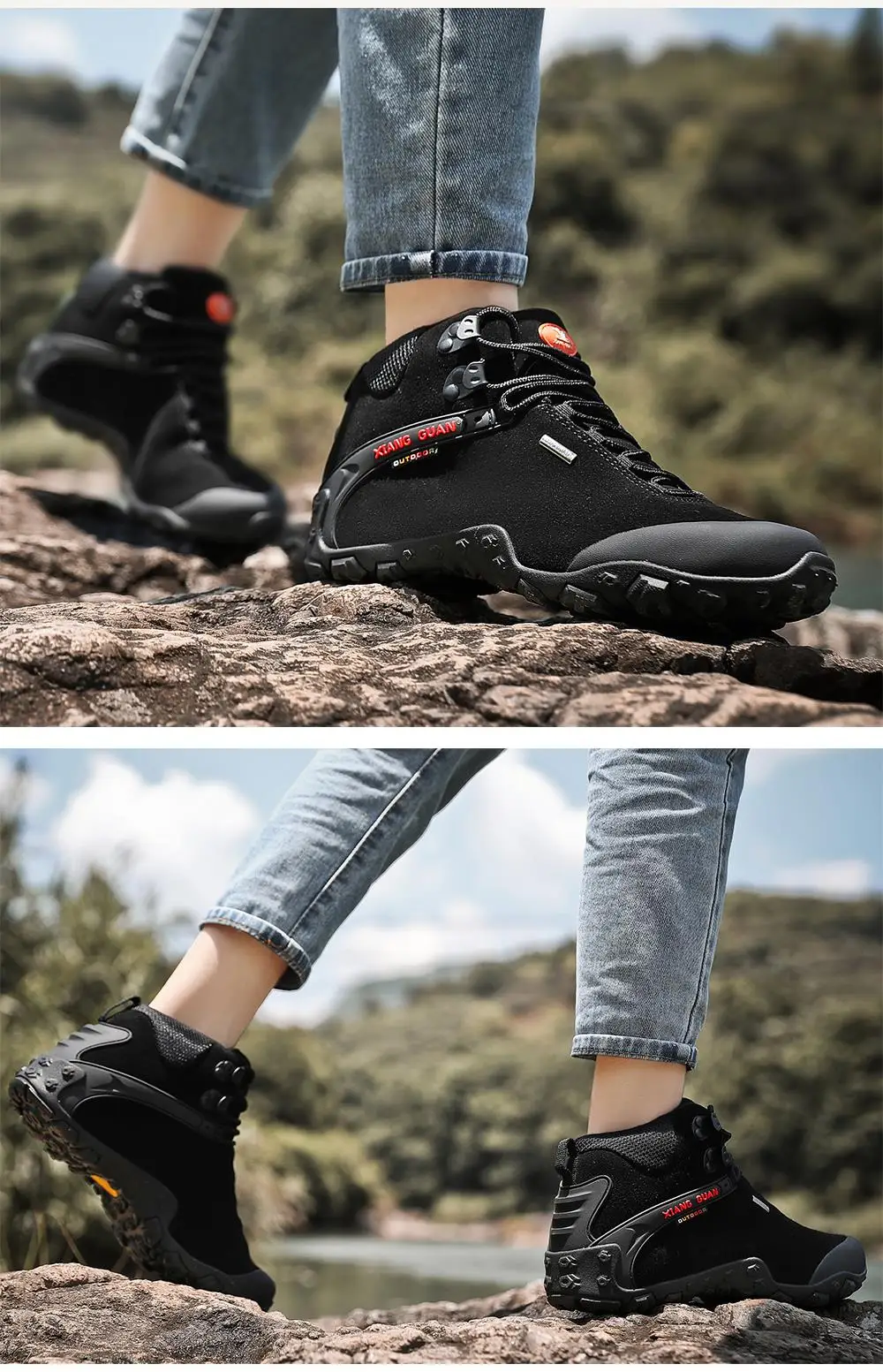 XIANG GUAN Men Hiking Shoes Male Waterproof Trekking Boots Outdoor Jogging Sneakers Tactical Trainers Climbing Mountain Shoes