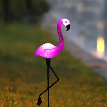 

1 drag 3 LED Solar Lawn Light Garden Lighting Outdoor Waterproof Ground Spotlight Flamingo Pattern White Light