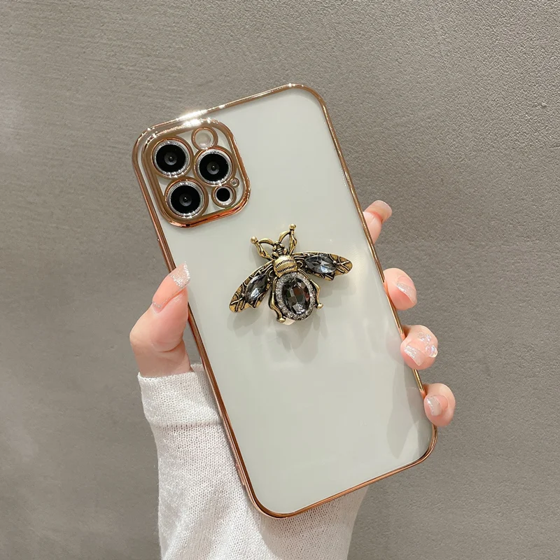 Luxury diamonds bee electroped clear phone case For iphone