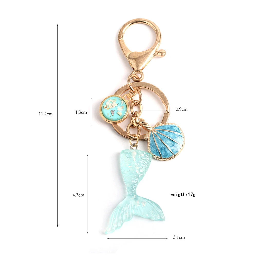 Fashion Trinket Shell Mermaid Keychain Gradient-Color Kids Fantasy Sea-world Cartoon Mermaid-tail Pandent Car Key Chains 00