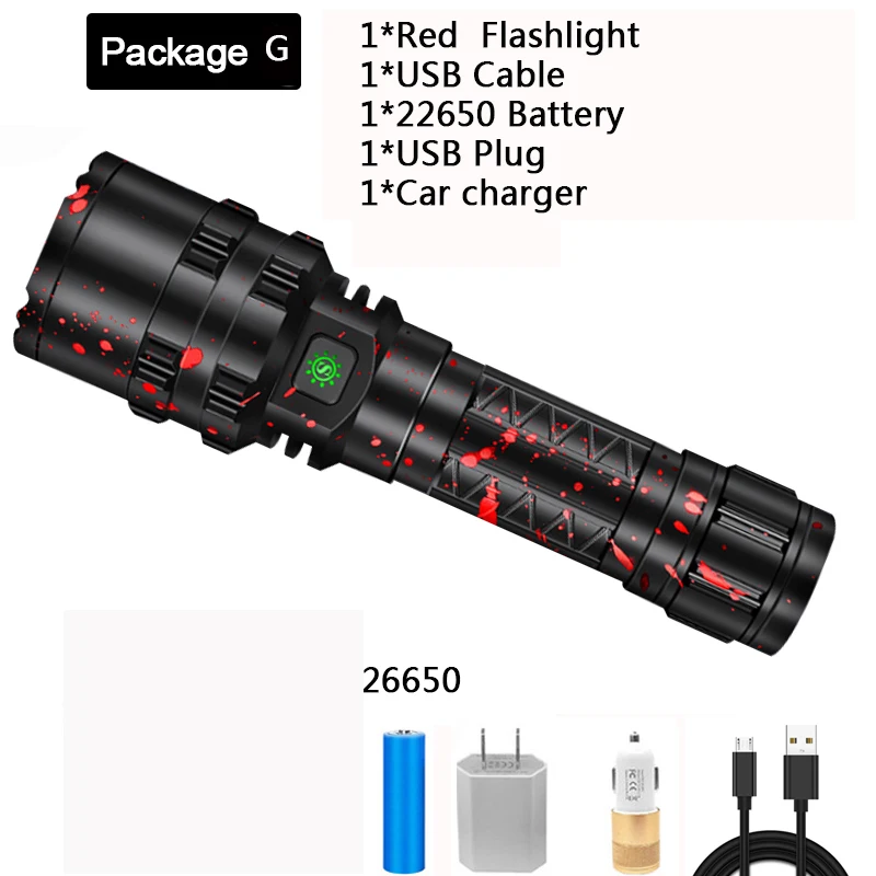 Яркий светодиодный вспышка светильник s Перезаряжаемые E17 L2 T6 фонарь XHP50 Водонепроницаемый Масштабируемые Лампа вспышка светильник 18650 или 26650 Батарея Применение - Испускаемый цвет: Package   G