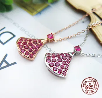 

s925 sterling silver necklace new hypoallergenic pink skirt fashion personality style simple style jewelry new hot