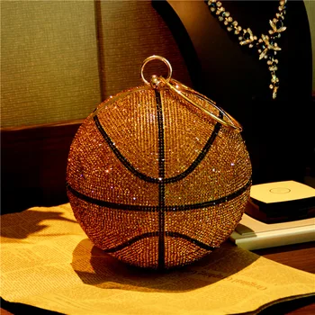 

Luxury Basketball Diamond Ball Design Women Party Purses and Handbag Female Totes Shoulder Chain Bag Basketball Bag Clutch Bags