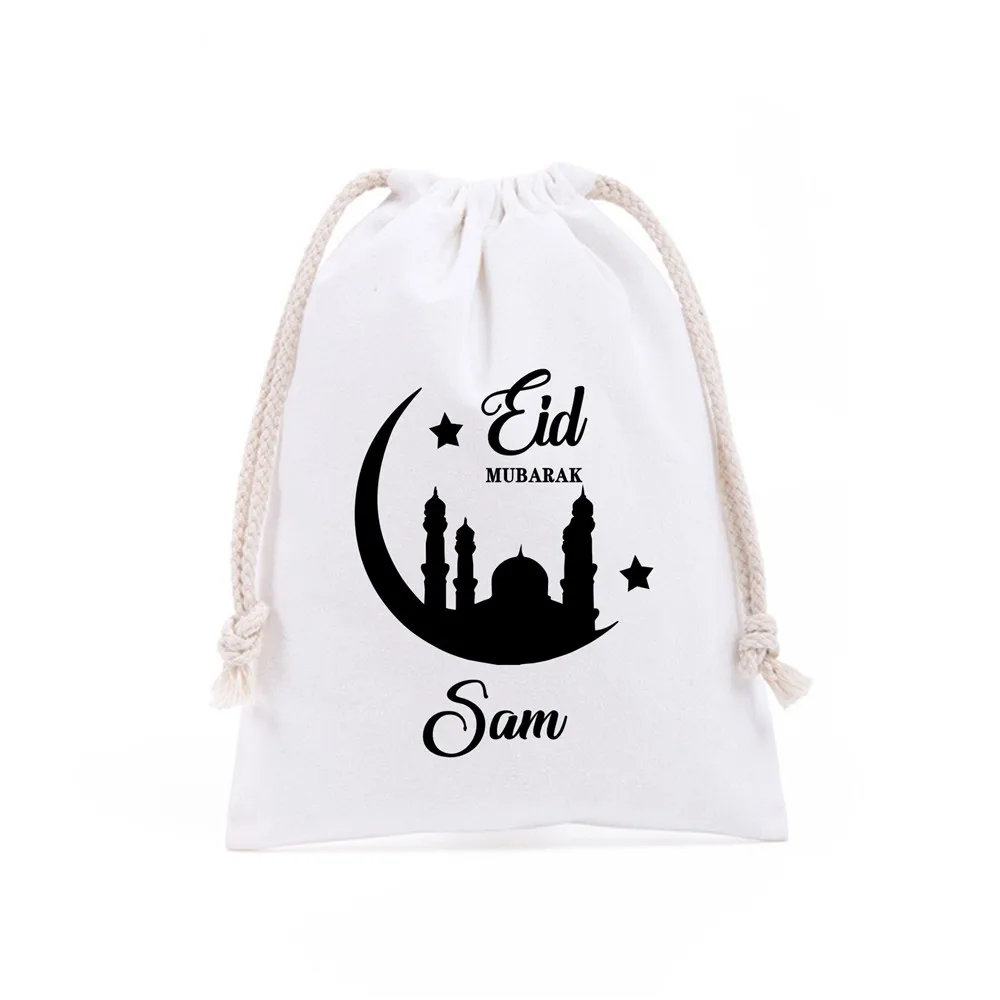 

Customized Eid Mubarak Muslim Islamic Party Supplies Gift Packing Bag Personalized Name Ramadan Kareem Favor Gifts Candy Bag