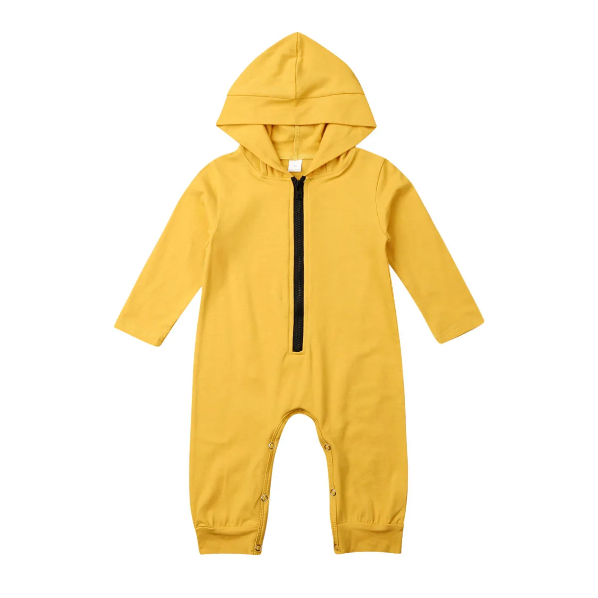 Brand 0-24M Newborn Baby Girl Boy Cotton Clothes Hoodies Romper Autumn Winter New Zipper Jumpsuit Outfit Casual One Piece - Цвет: Цвет: желтый