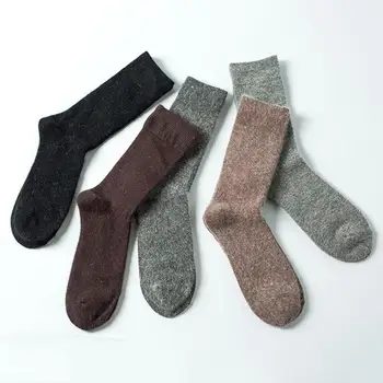 

3 Pairs Casual Solid Color Men Warm Sports Autumn Winter Wool Thick Long Socks